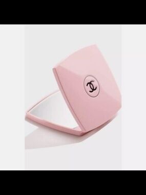 CHANEL Pink Folding Compact Mirror with Logo